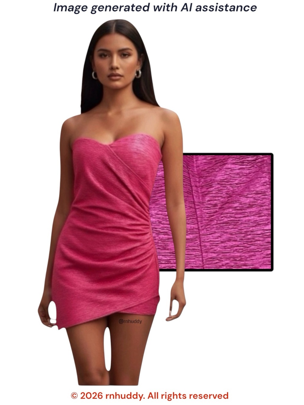 LUXXEL L hot pink textured strapless romper dress
